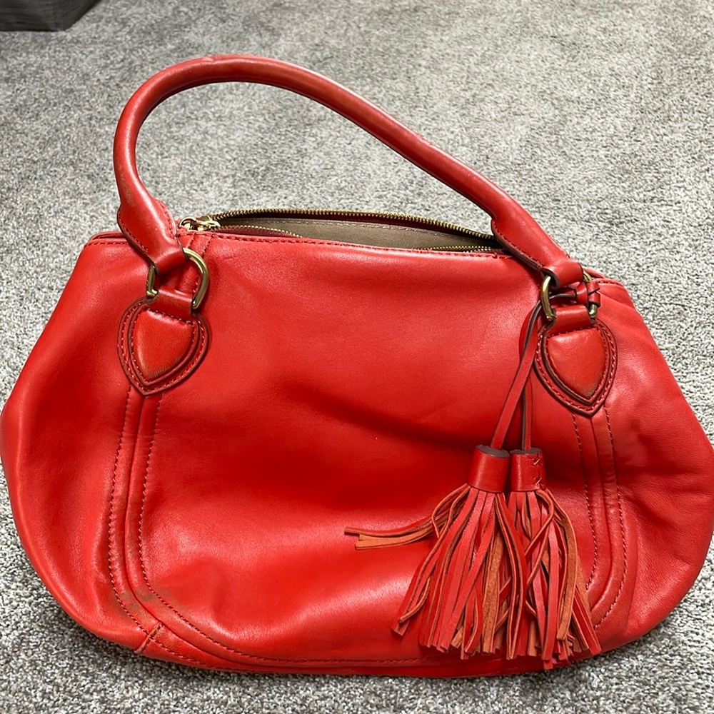J Crew orange / red shoulder bag with crossbody strap